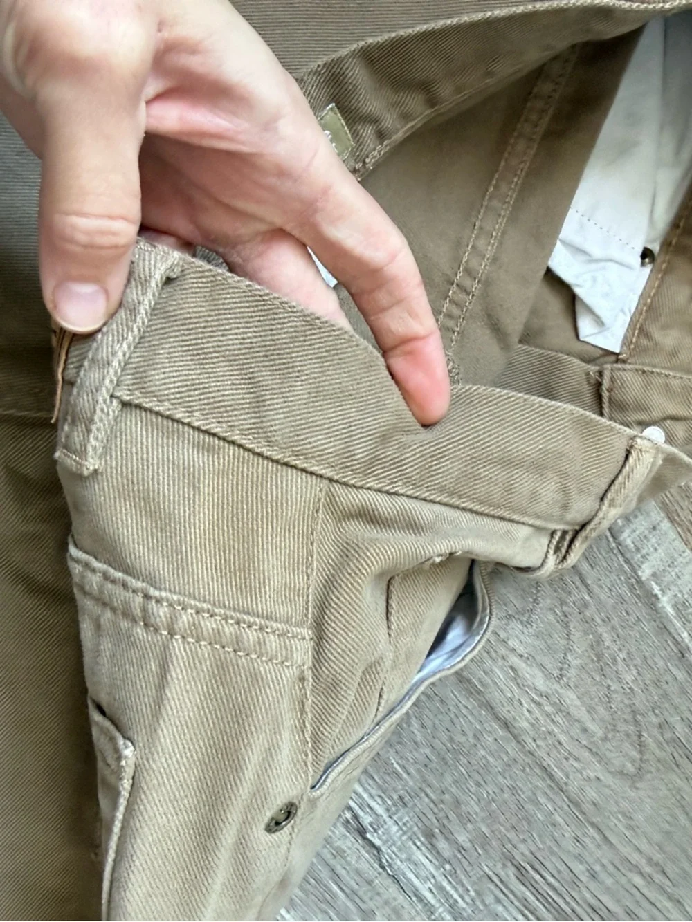 VTG Liz Claiborne Khaki Denim Pants Cotton Brown Tan Size 26 27 - Picture 3 of 10